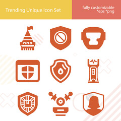 Simple set of backs related filled icons.