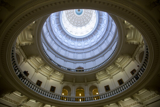 Spring, 2016 - Austin, Texas, USA - Texas State Capitol Building. The Circular Domed Congressional Corridors Of Texas