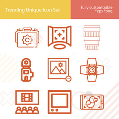 Simple set of prints related lineal icons.