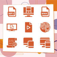 Simple set of 9 icons related to answering