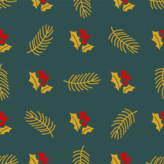 Fototapeta na wymiar Christmas mistletoe. seamless pattern EPS