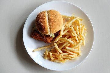Close up of spicy chicken burger