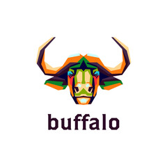 colorful buffalo head illustration for logo