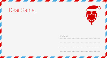 Letter to Santa template. Merry Christmas and happy New Year related flat style vector illustration.