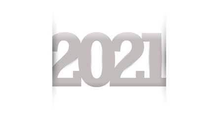 Numbers 2021 inserted into paper slots. Merry Christmas and happy New Year related 3d realistic vector illustration.