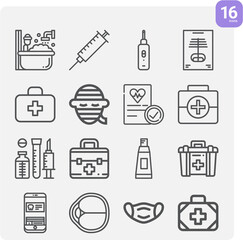 Simple set of surgeon related lineal icons.