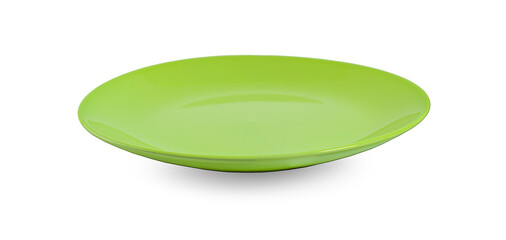 green round plate or dishes isolated on white background