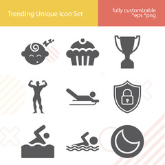 Simple set of coat related filled icons.