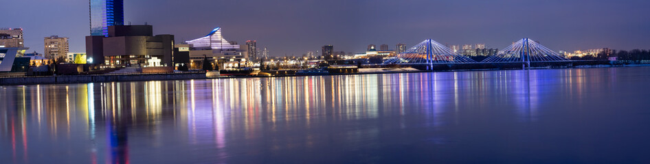 View of the embankment of the yenisei river in the city of Krasnoyarsk