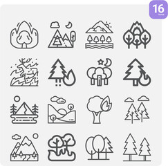 Simple set of logging related lineal icons.