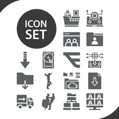 Simple set of moving related filled icons.