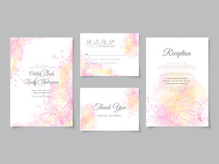 beautiful floral watercolor wedding invitation card template
