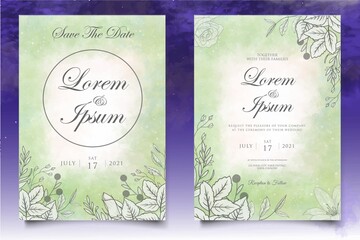 Hand drawn floral wedding invitation template