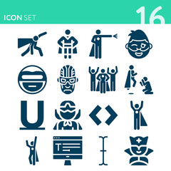 Simple set of 16 icons related to bold