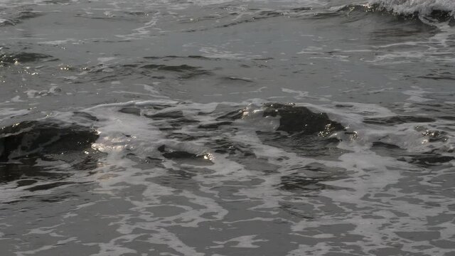 Close up Waves of the sea in marbela beach, Anyer. Indonesia.4K