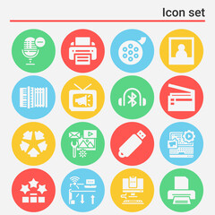 16 pack of photo  filled web icons set