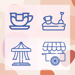 Simple set of seafood related lineal icons