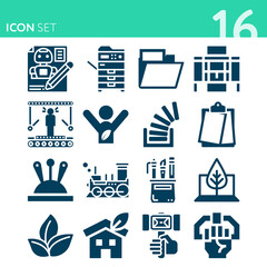 Simple set of 16 icons related to patents