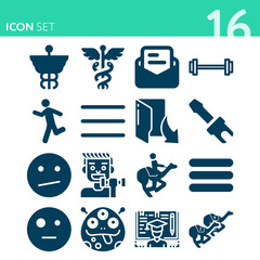 Obraz premium Simple set of 16 icons related to unusual