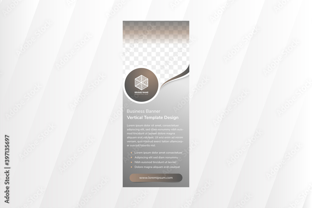 Poster abstract geometric banner template design use grey gradient on the background and brown gradient on 