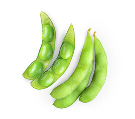 green soy beans isolated on white background