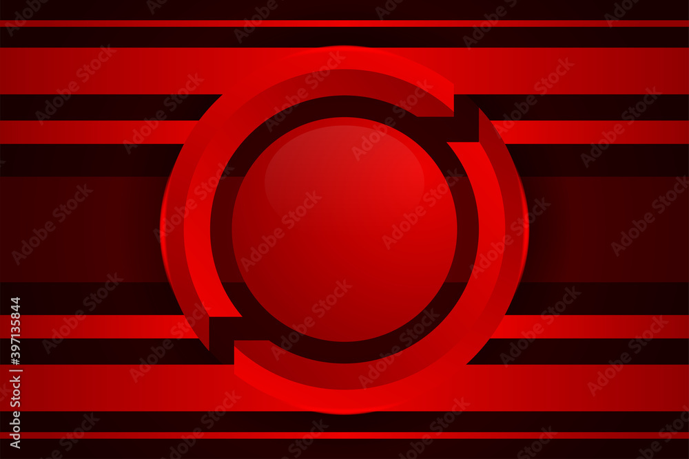 Poster abstract geometric background use bright and dark red colors. circle shape on the center of horizont