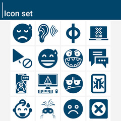 Simple set of trouble related filled icons.