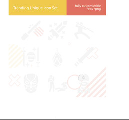 Simple set of warrior related filled icons.