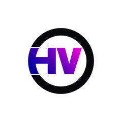 Letter HV simple logo design vector