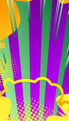 Comic book background with mostly green and purple zoom effect. Vector illustration.