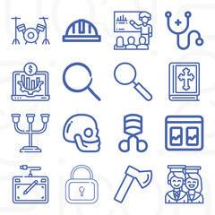 16 pack of study  lineal web icons set