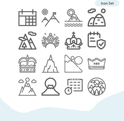 Simple set of summit related lineal icons.