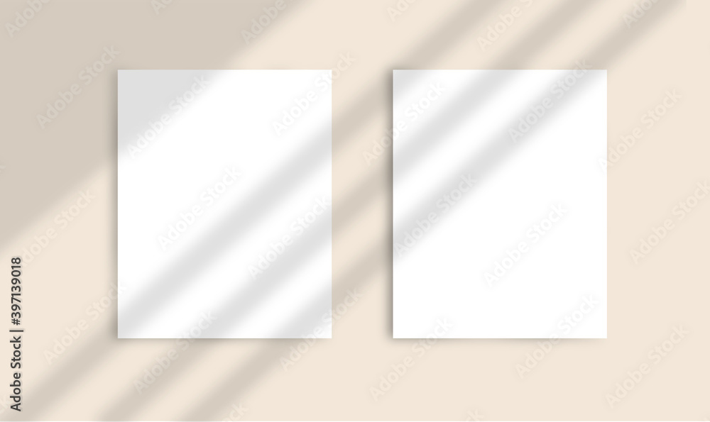 Poster paper a4 poster banner pattern brochure card element white isolated empty blank mockup window shadow