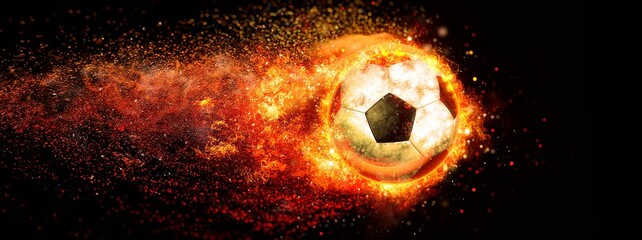 燃え上がる炎のサッカーボール © k_yu