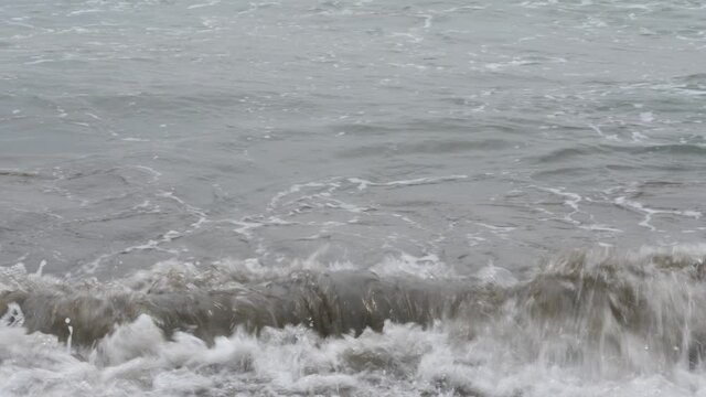 Close up Waves of the sea in marbela beach, Anyer. Indonesia.4K
