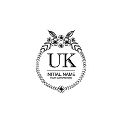 UK Initial handwriting logo template vector 