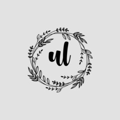UL Initial handwriting logo template vector 