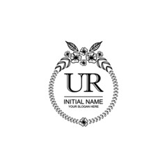 URUR,R Initial handwriting logo template vector 