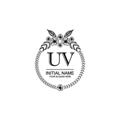 UV Initial handwriting logo template vector 