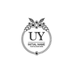 UY Initial handwriting logo template vector 