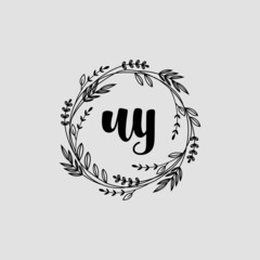 UY Initial handwriting logo template vector 