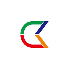 letter ck simple geometric colorful geometric line logo vector
