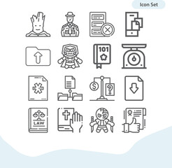 Simple set of law related lineal icons.