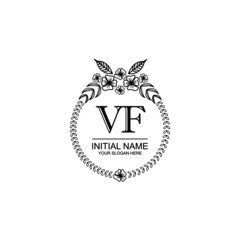 VF Initial handwriting logo template vector 