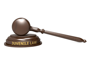 Wooden judge gavel with juvenile law word - obrazy, fototapety, plakaty