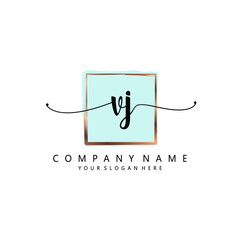 VJ Initial handwriting logo template vector 