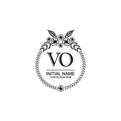 VO Initial handwriting logo template vector 