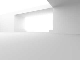 Illuminated corridor interior design. Empty Room Interior Background