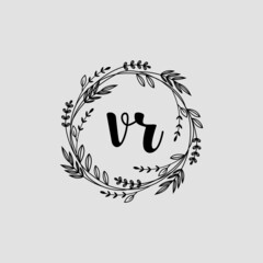 VR Initial handwriting logo template vector 