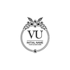 VU Initial handwriting logo template vector 